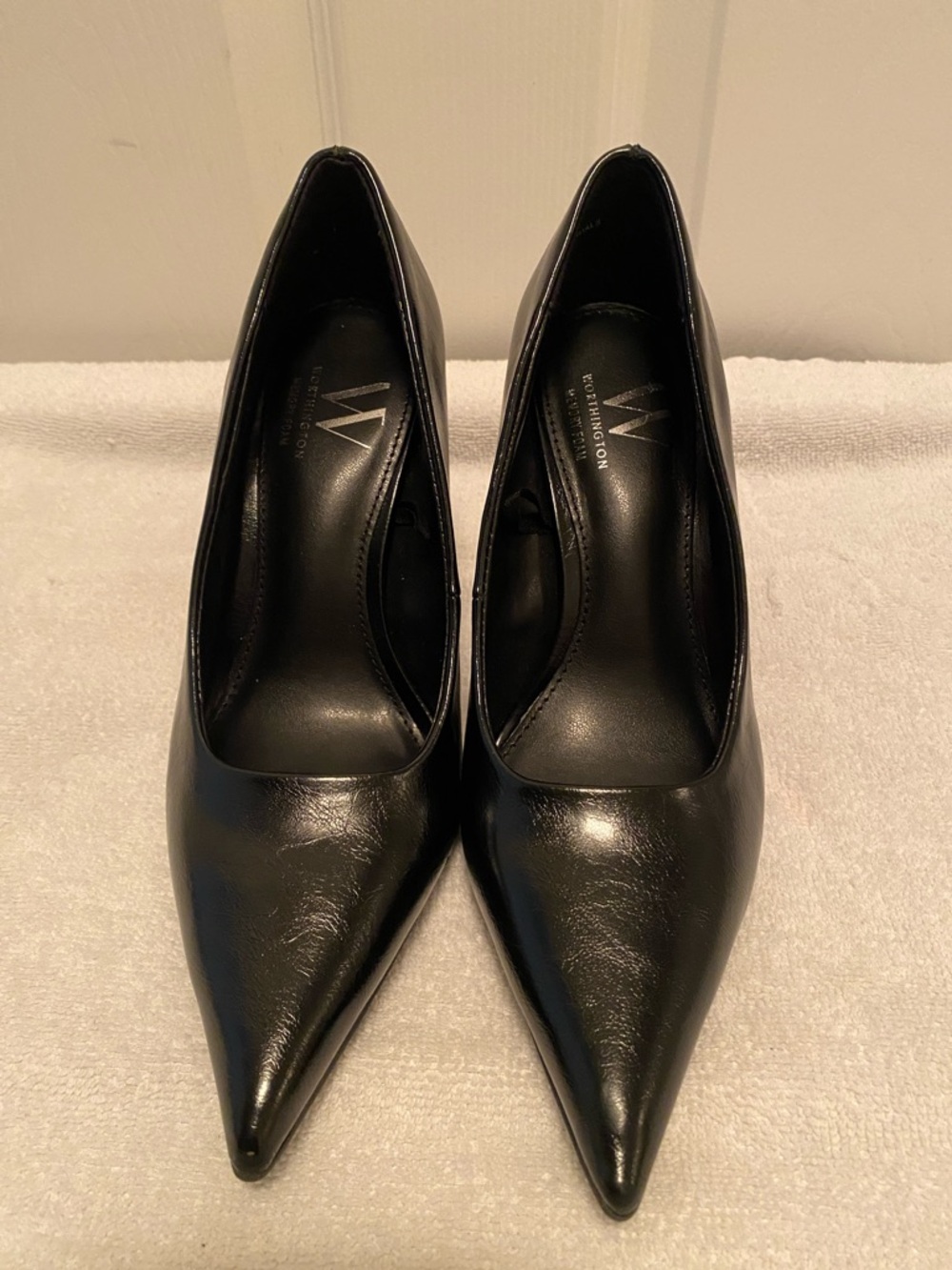 Worthington Black Pointed Toe Block Heel Pumps - Glossy Finish…size 5 M - Picture 3 of 10